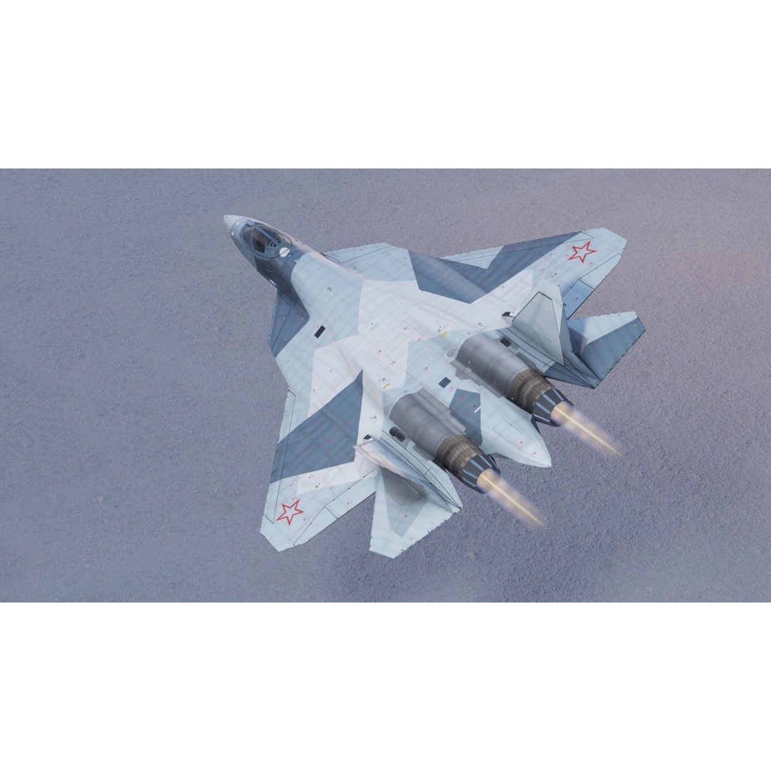 Sukhoi SU-57 Felon 3D Model – Low Poly Rigged Aircraft, FBX - View 14