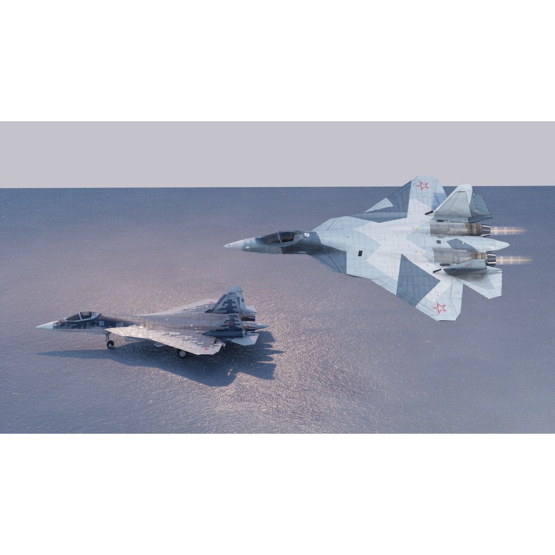 Sukhoi SU-57 Felon 3D Model – Low Poly Rigged Aircraft, FBX - View 17