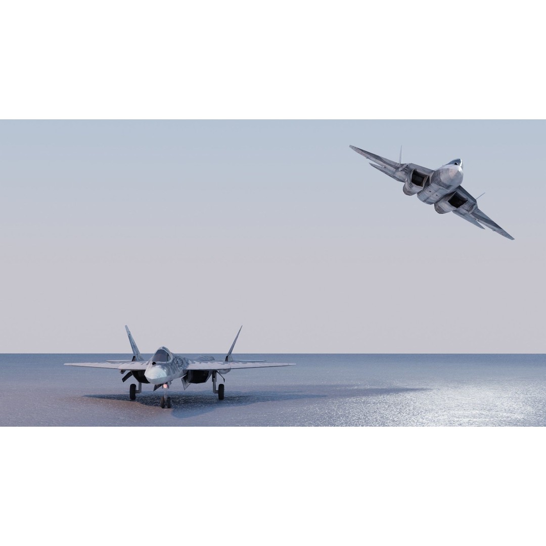 Sukhoi SU-57 Felon 3D Model – Low Poly Rigged Aircraft, FBX - View 18