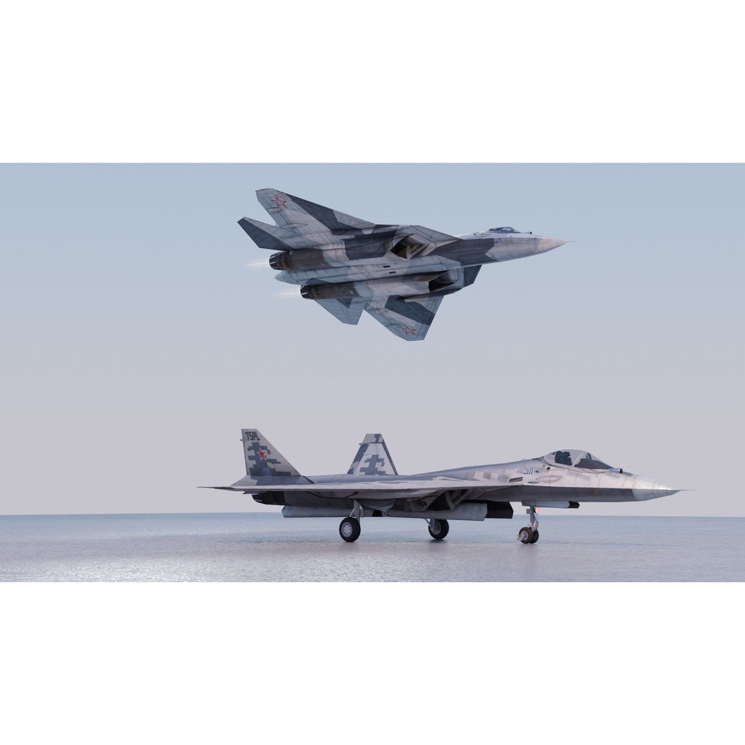 Sukhoi SU-57 Felon 3D Model – Low Poly Rigged Aircraft, FBX - View 19