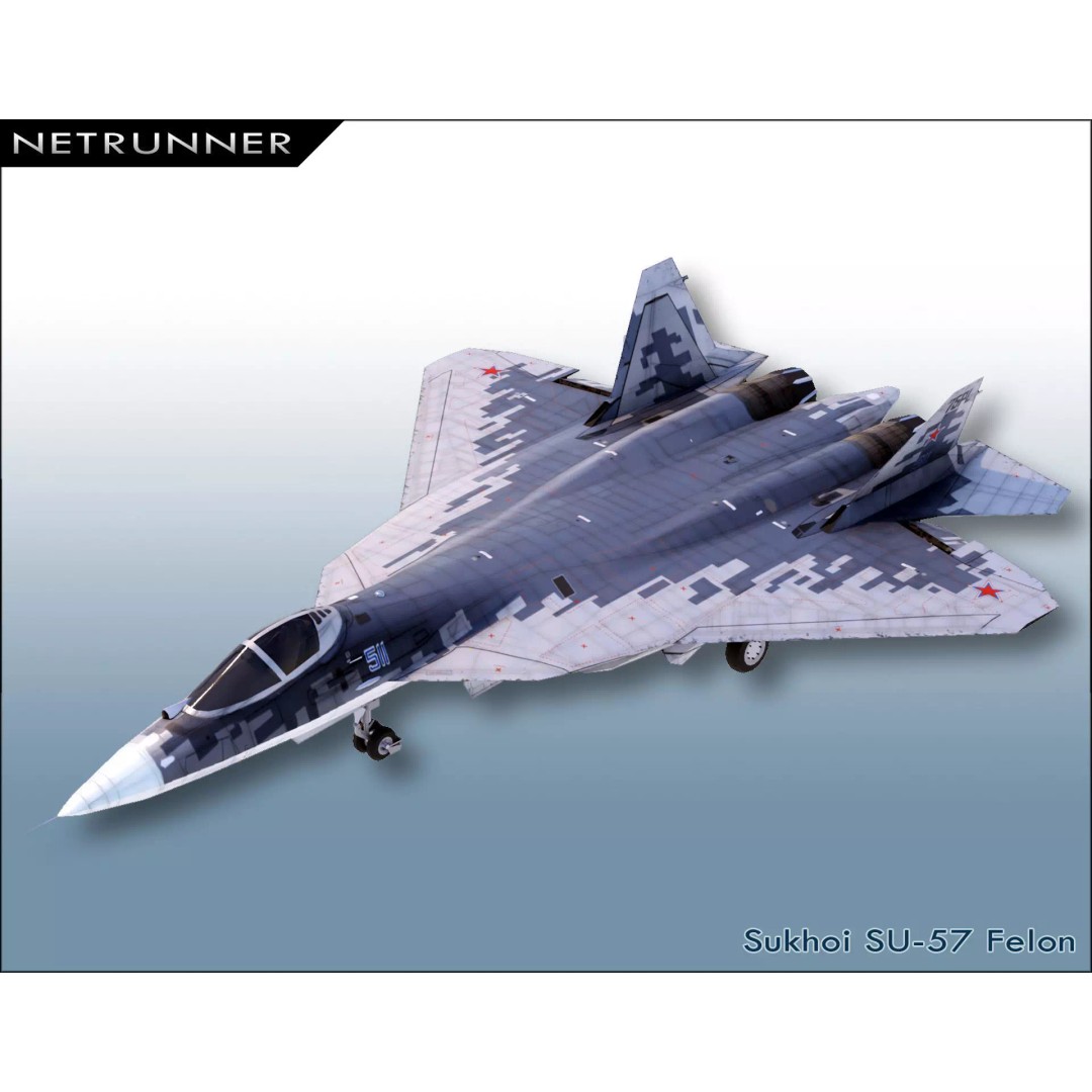 Sukhoi SU-57 Felon 3D Model – Low Poly Rigged Aircraft, FBX - View 2