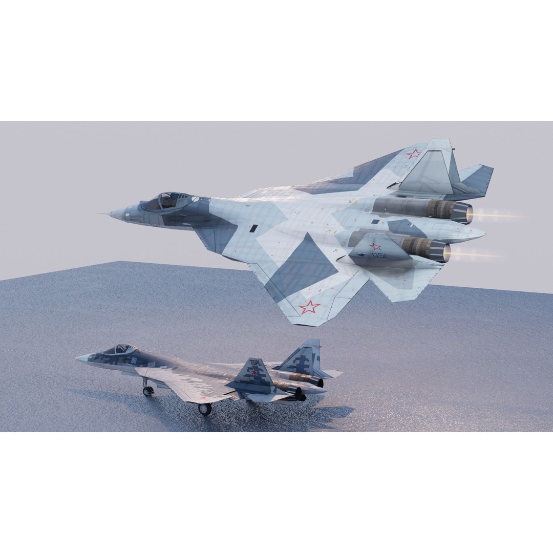 Sukhoi SU-57 Felon 3D Model – Low Poly Rigged Aircraft, FBX - View 20