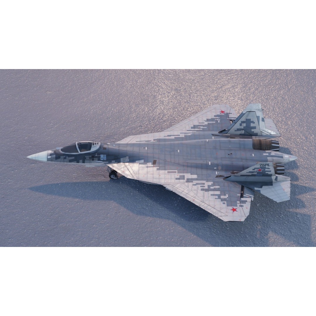 Sukhoi SU-57 Felon 3D Model – Low Poly Rigged Aircraft, FBX - View 4
