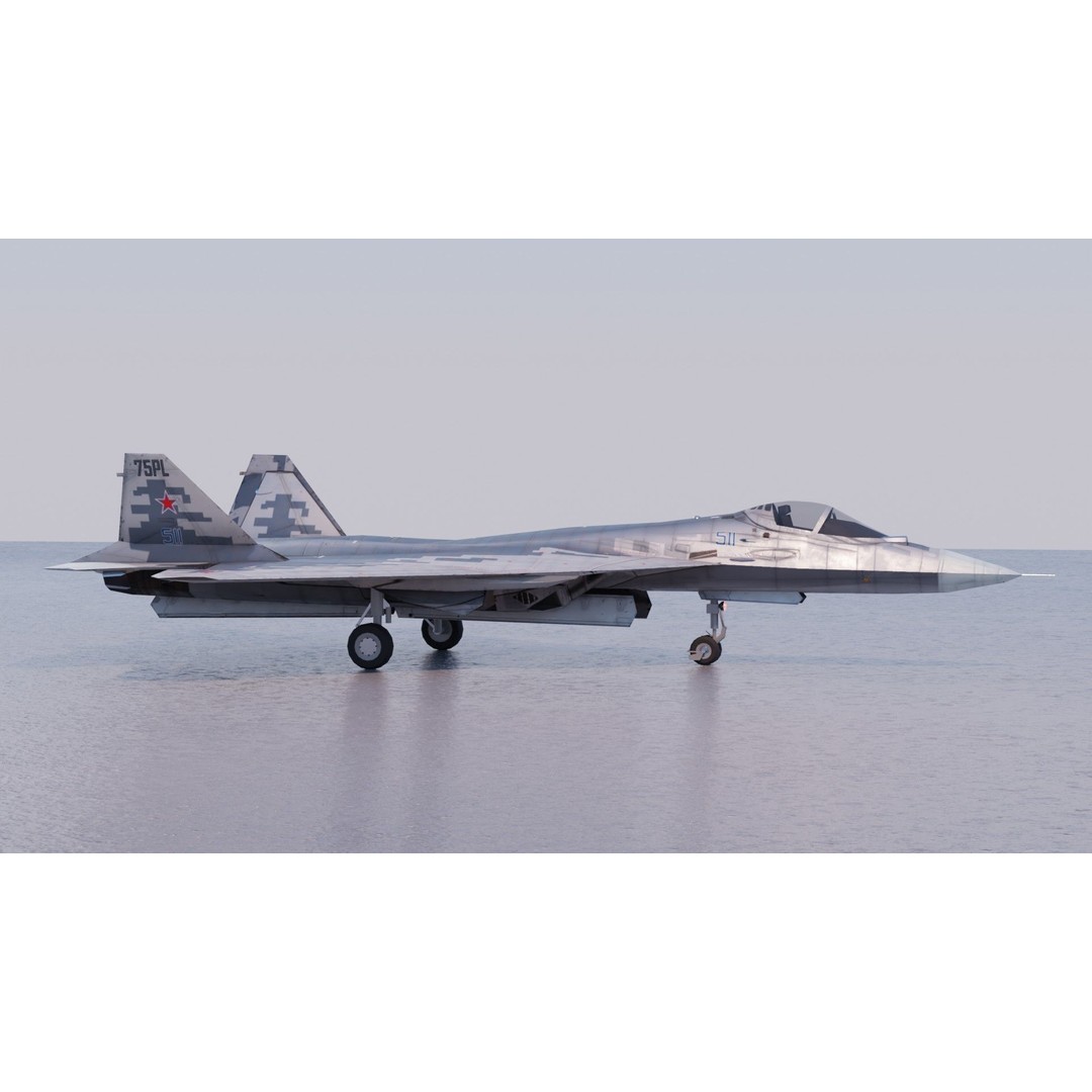 Sukhoi SU-57 Felon 3D Model – Low Poly Rigged Aircraft, FBX - View 8