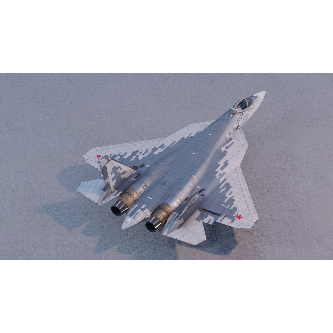 Sukhoi SU-57 Felon 3D Model – Low Poly Rigged Aircraft, FBX - View 9