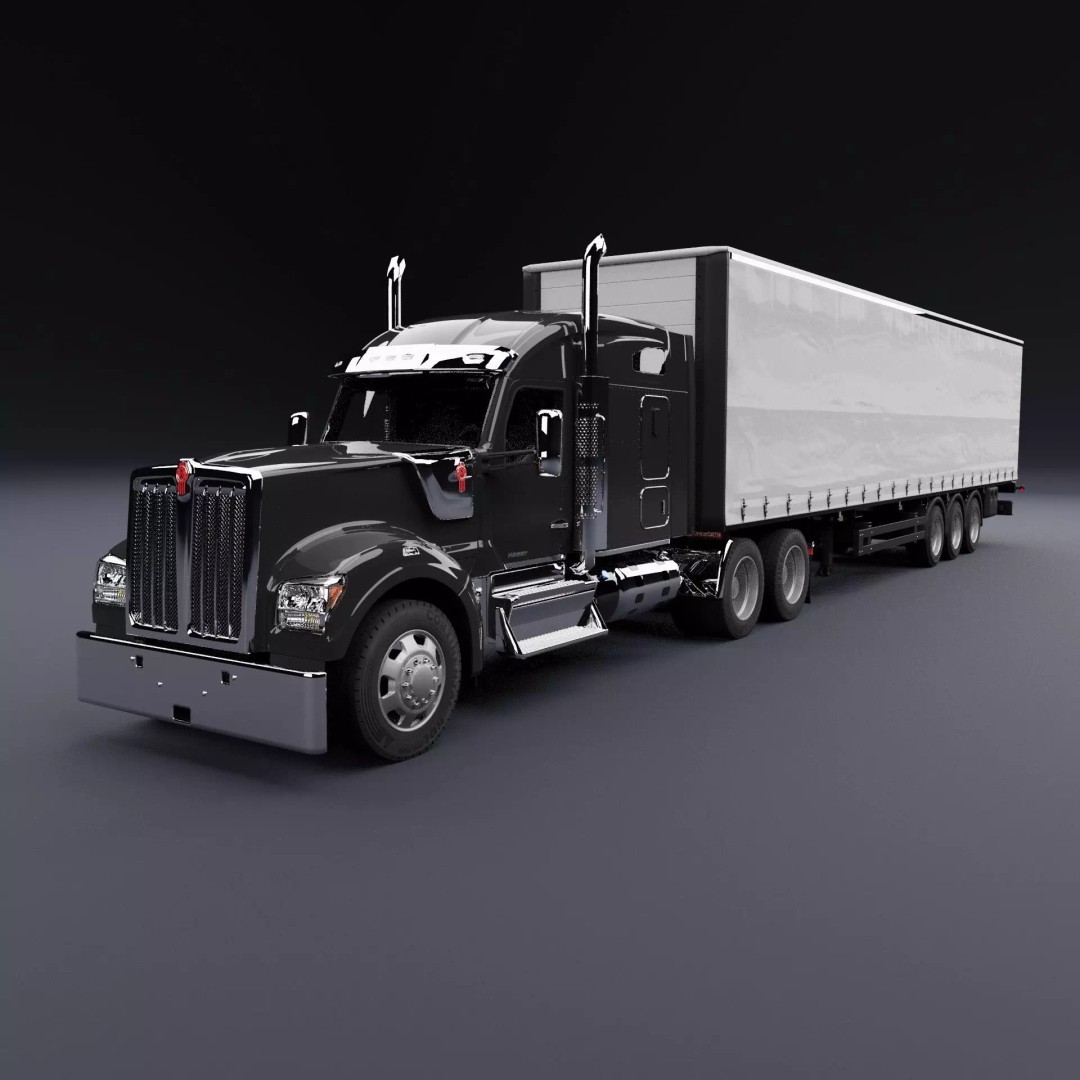 Kenworth 990 Truck 3D Model – High Poly Vehicle for Animation, FBX, OBJ