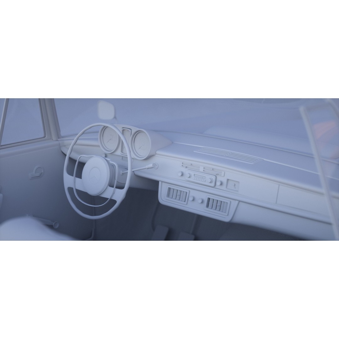 Mercedes-Benz 220SE 3D Model – Vintage Car, High Poly PBR Asset, FBX - View 10