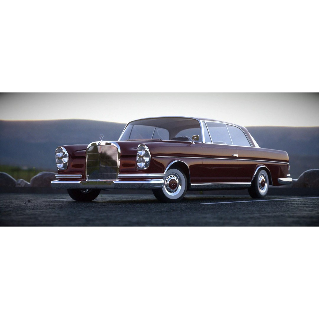Mercedes-Benz 220SE 3D Model – Vintage Car, High Poly PBR Asset, FBX - View 2