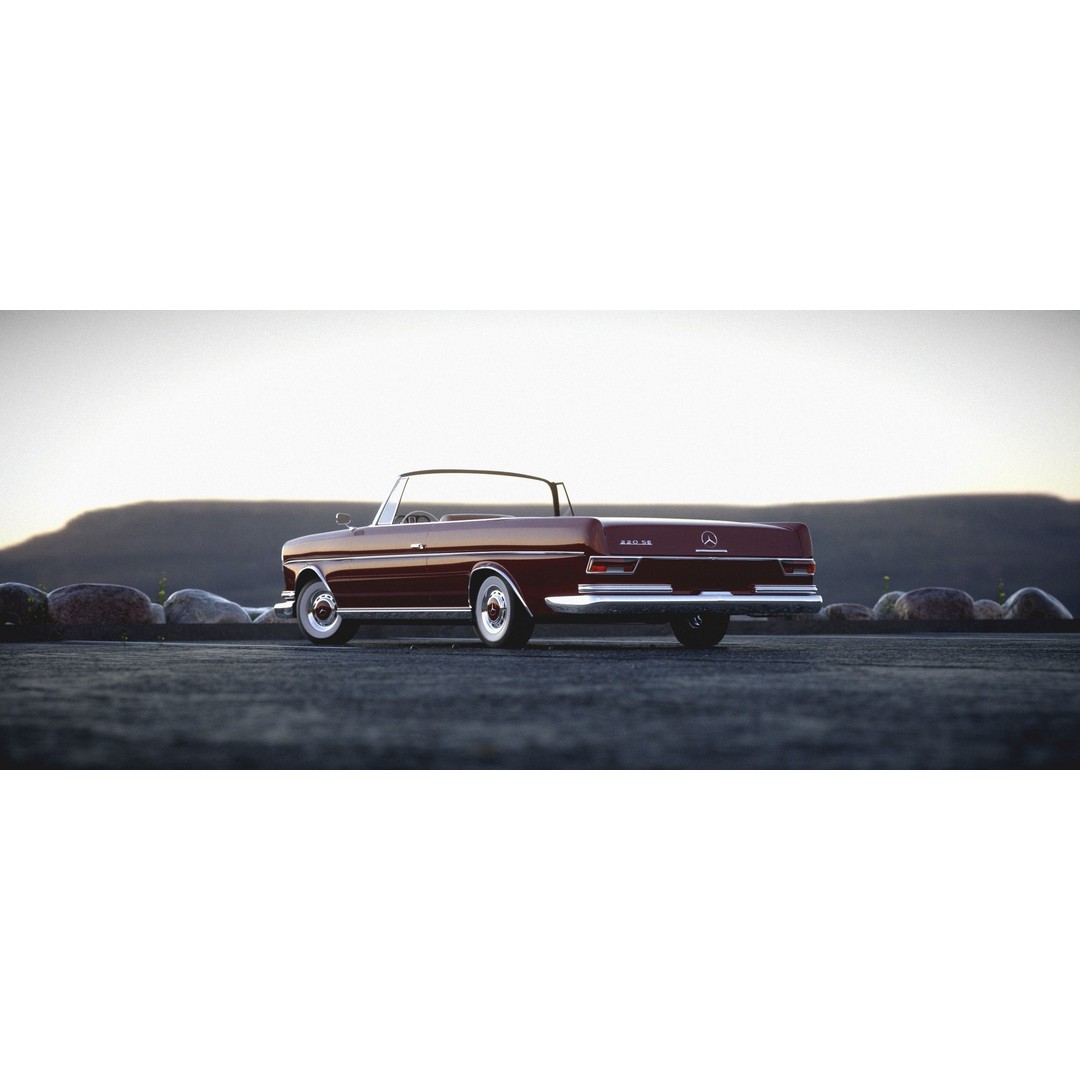 Mercedes-Benz 220SE 3D Model – Vintage Car, High Poly PBR Asset, FBX - View 3