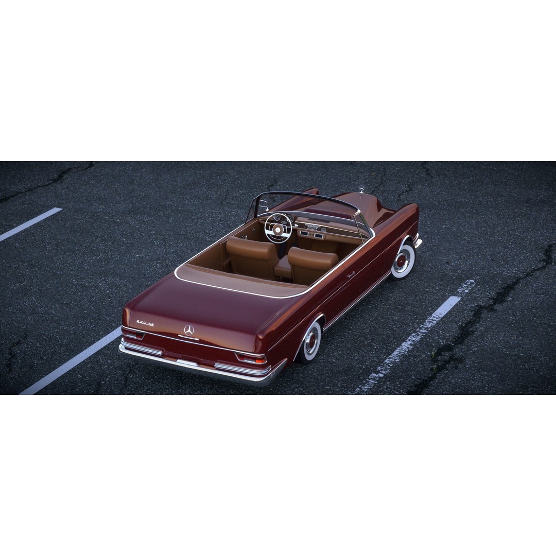 Mercedes-Benz 220SE 3D Model – Vintage Car, High Poly PBR Asset, FBX - View 4