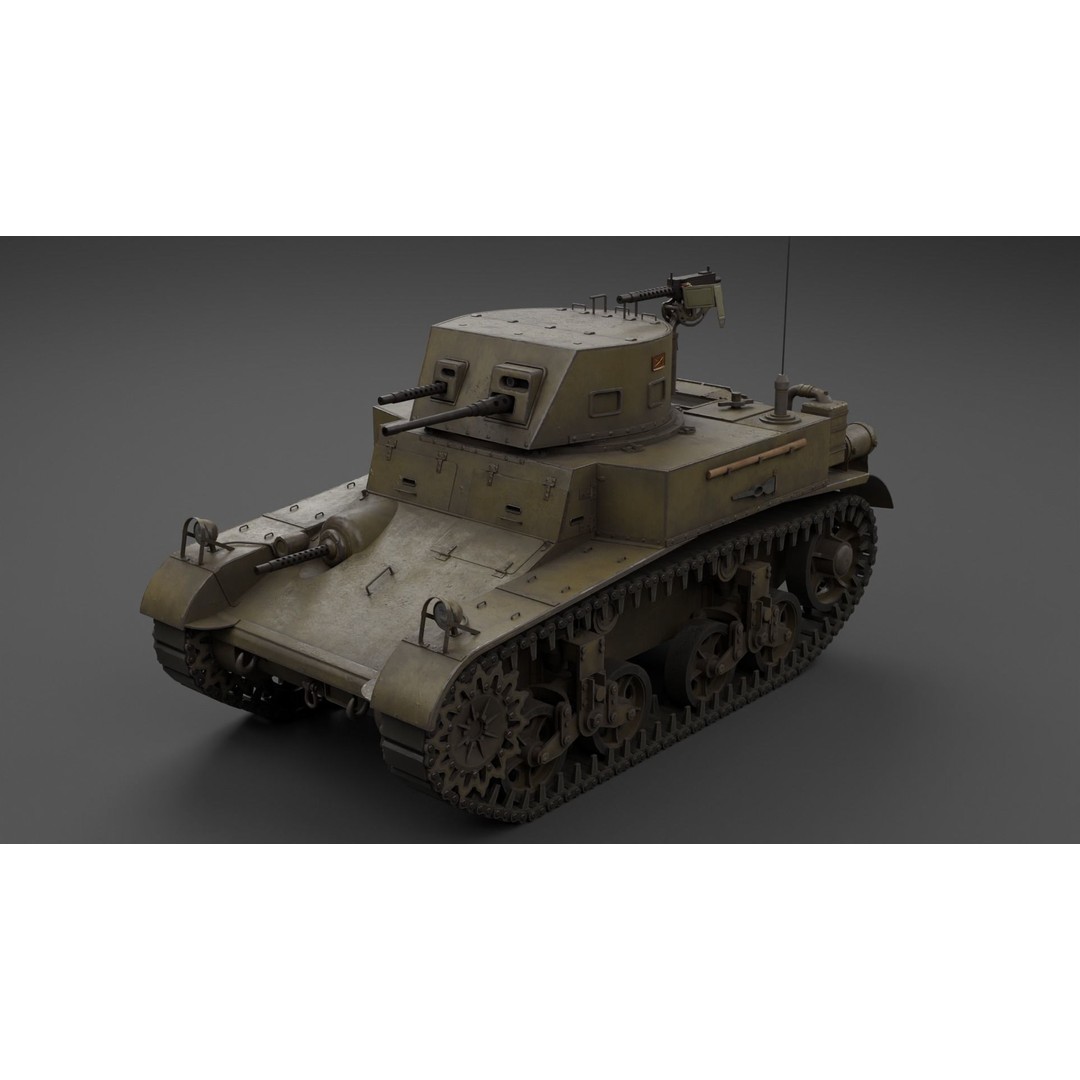 M1 Combat Car Light Tank 3D Model – Low Poly PBR Game Asset, FBX