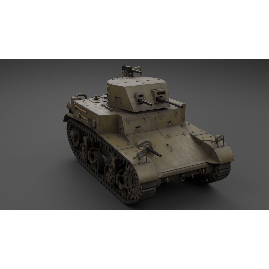 M1 Combat Car Light Tank 3D Model – Low Poly PBR Game Asset, FBX - View 19