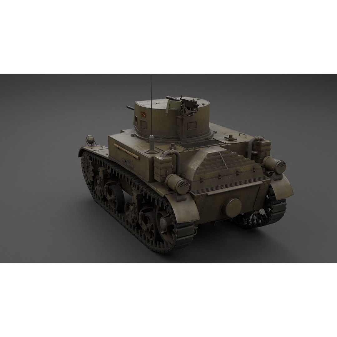 M1 Combat Car Light Tank 3D Model – Low Poly PBR Game Asset, FBX - View 24