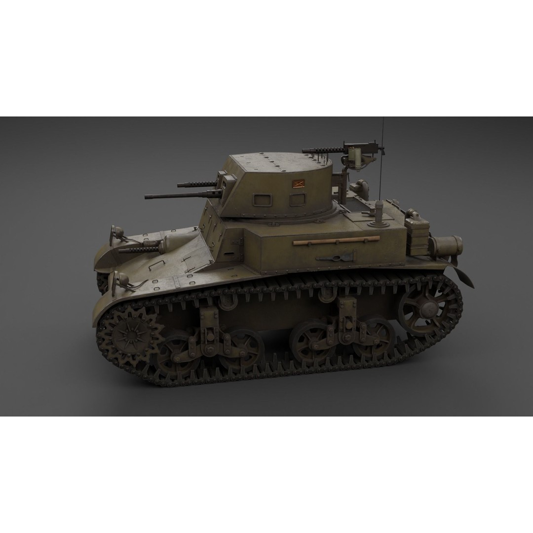 M1 Combat Car Light Tank 3D Model – Low Poly PBR Game Asset, FBX - View 26