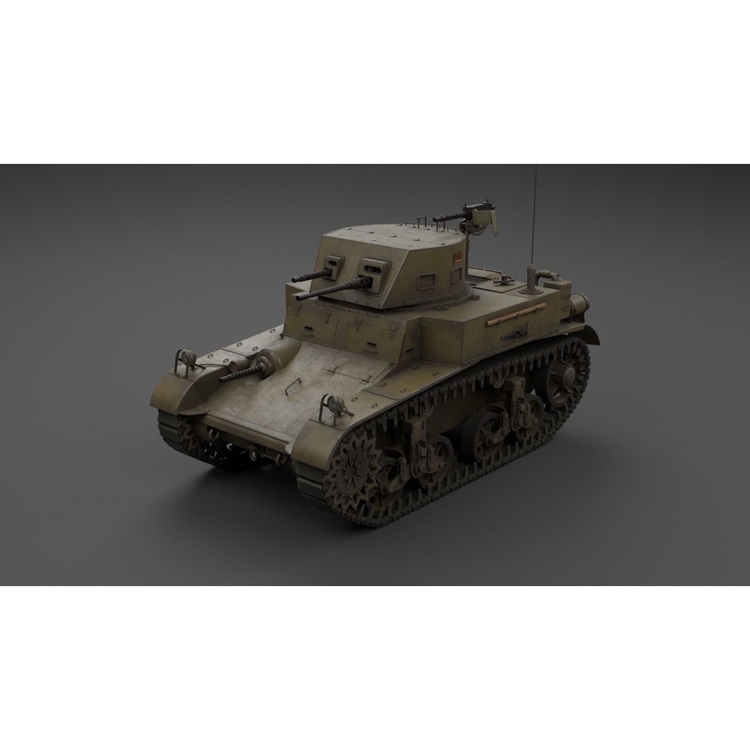 M1 Combat Car Light Tank 3D Model – Low Poly PBR Game Asset, FBX - View 3