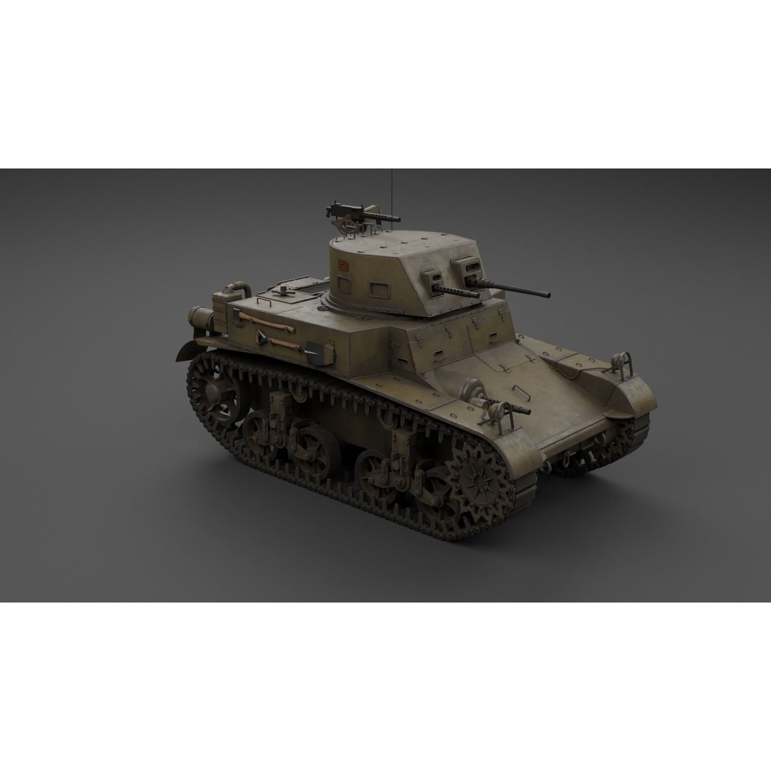 M1 Combat Car Light Tank 3D Model – Low Poly PBR Game Asset, FBX - View 4