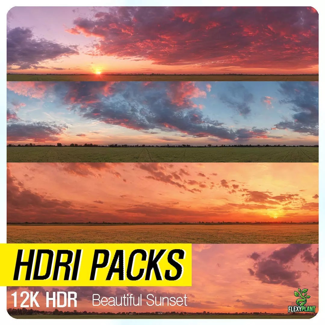 Realistic HDRI Sunset Pack - Low-Poly 3D Model - View 2