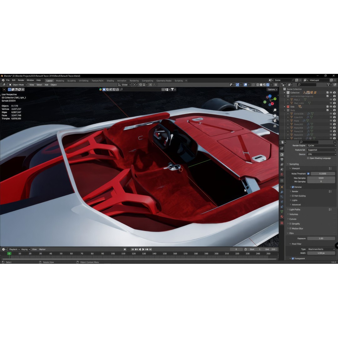 2016 Renault Trezor 3D Model – High Poly Electric Concept Car, FBX, OBJ