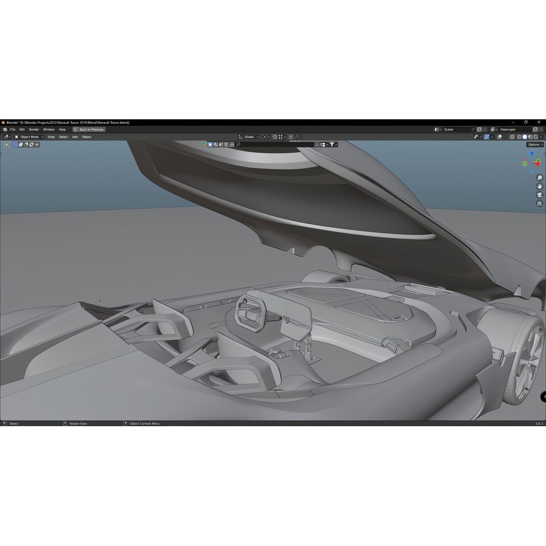 2016 Renault Trezor 3D Model – High Poly Electric Concept Car, FBX, OBJ - View 41