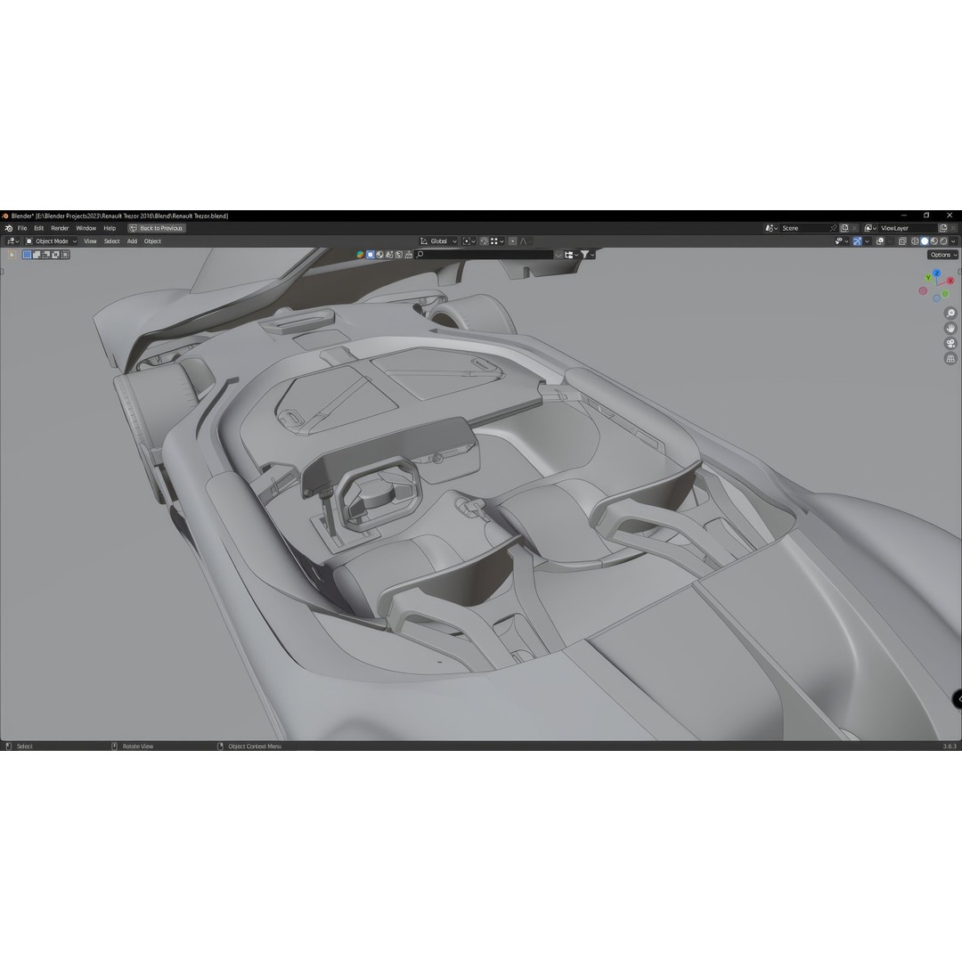 2016 Renault Trezor 3D Model – High Poly Electric Concept Car, FBX, OBJ - View 46