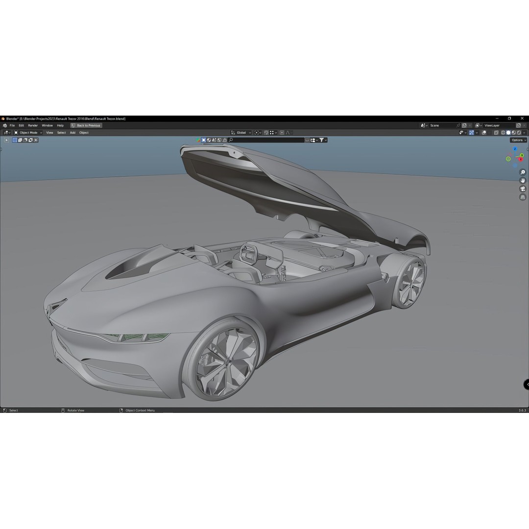 2016 Renault Trezor 3D Model – High Poly Electric Concept Car, FBX, OBJ - View 52