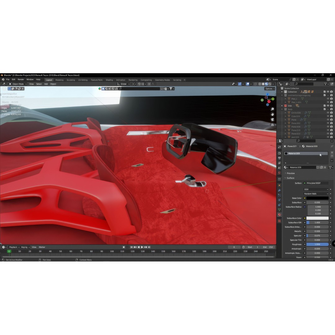 2016 Renault Trezor 3D Model – High Poly Electric Concept Car, FBX, OBJ - View 70