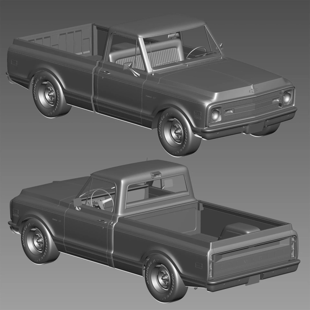 Chevrolet C10 1969 3D Model – High Poly Game Asset, FBX