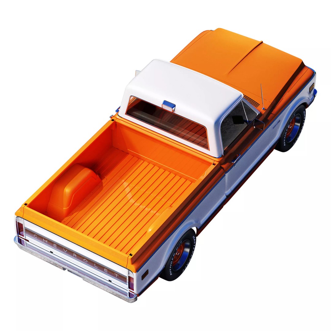 Chevrolet C10 1969 3D Model – High Poly Game Asset, FBX - View 10