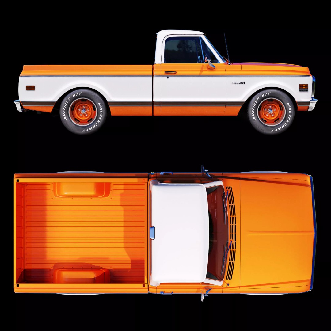 Chevrolet C10 1969 3D Model – High Poly Game Asset, FBX - View 12