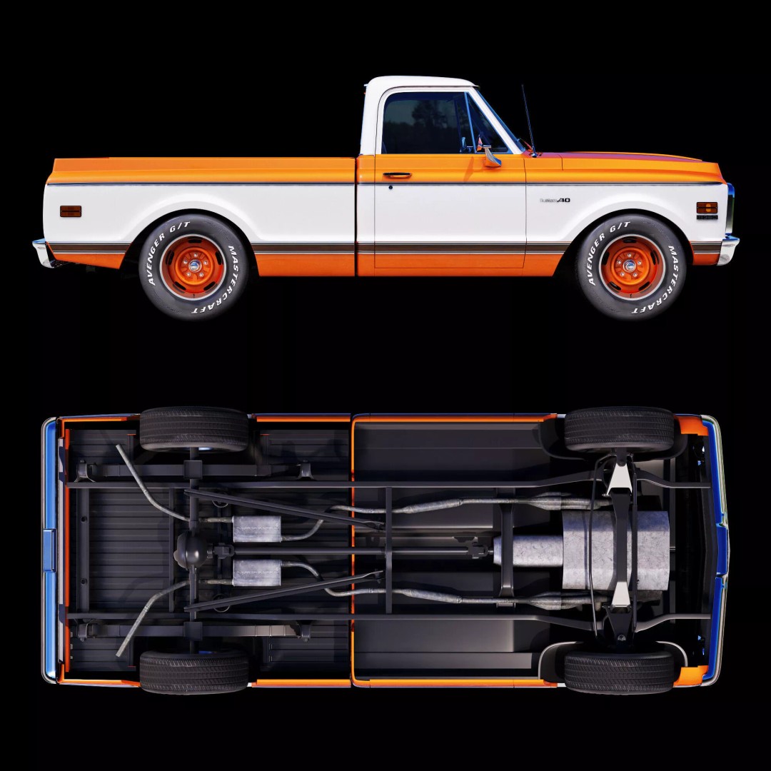 Chevrolet C10 1969 3D Model – High Poly Game Asset, FBX - View 13