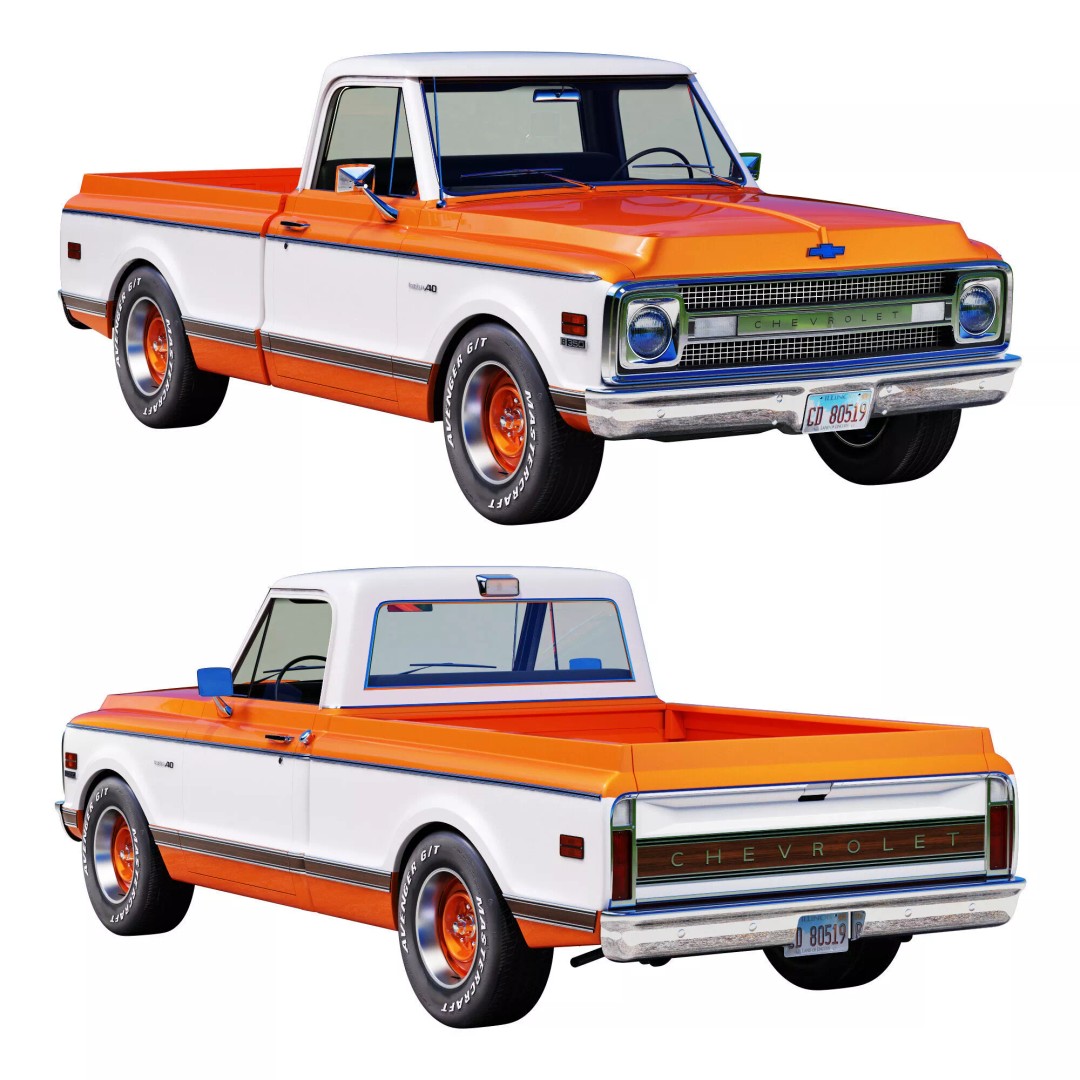 Chevrolet C10 1969 3D Model – High Poly Game Asset, FBX - View 2