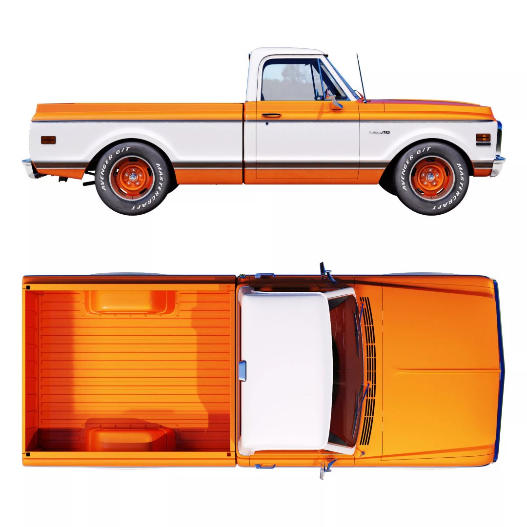Chevrolet C10 1969 3D Model – High Poly Game Asset, FBX - View 3