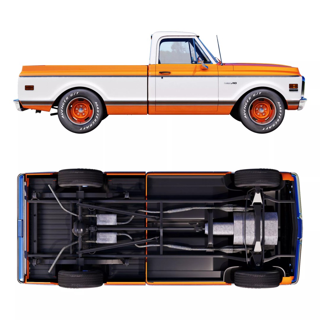 Chevrolet C10 1969 3D Model – High Poly Game Asset, FBX - View 4