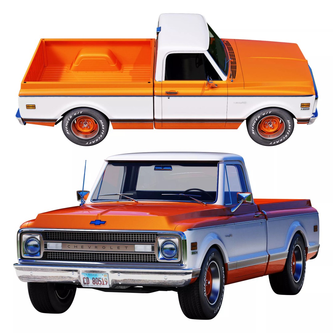 Chevrolet C10 1969 3D Model – High Poly Game Asset, FBX - View 7