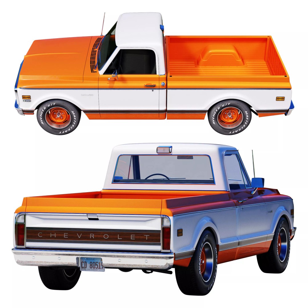 Chevrolet C10 1969 3D Model – High Poly Game Asset, FBX - View 8