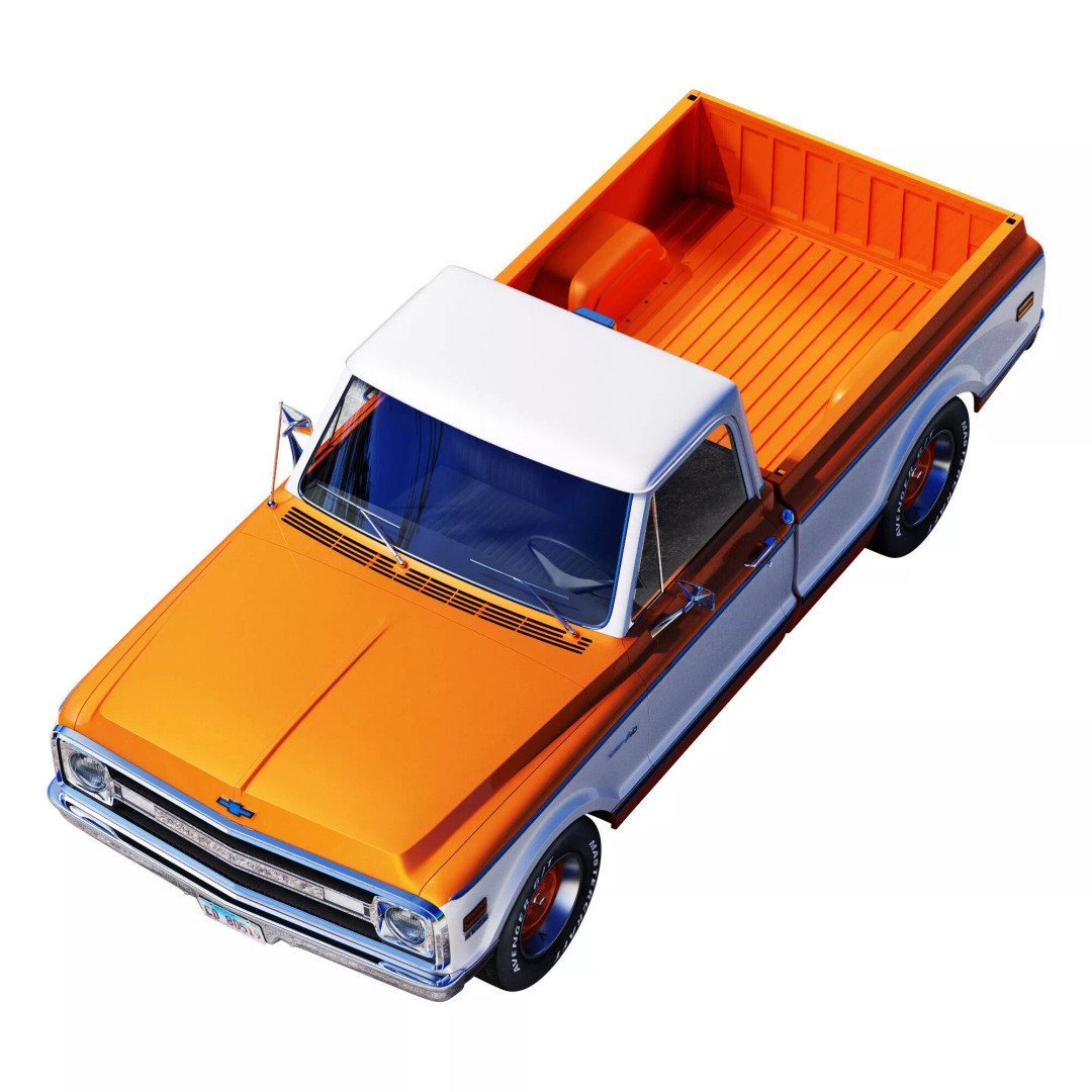 Chevrolet C10 1969 3D Model – High Poly Game Asset, FBX - View 9