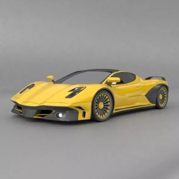 Hyperwasp Supercar Concept 3D Model – High Poly Blender Asset - View 11