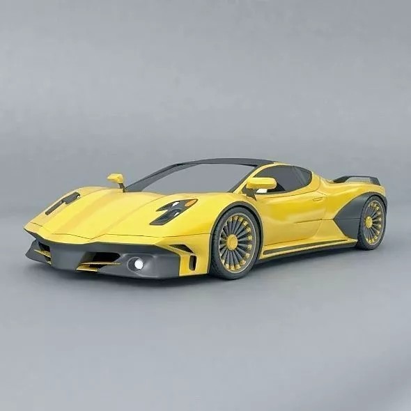 Hyperwasp Supercar Concept 3D Model – High Poly Blender Asset - View 2