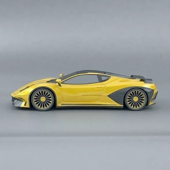 Hyperwasp Supercar Concept 3D Model – High Poly Blender Asset - View 3