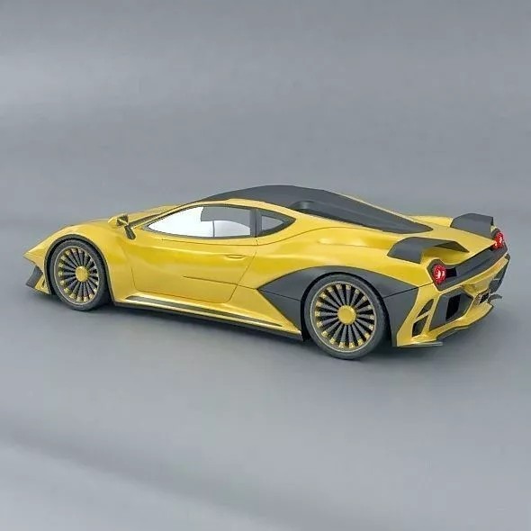 Hyperwasp Supercar Concept 3D Model – High Poly Blender Asset - View 4