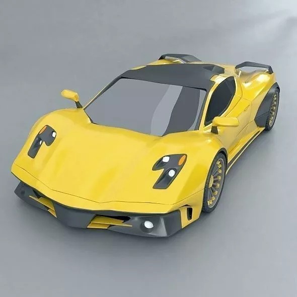 Hyperwasp Supercar Concept 3D Model – High Poly Blender Asset - View 5