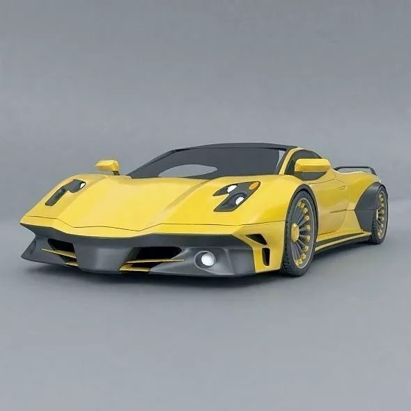 Hyperwasp Supercar Concept 3D Model – High Poly Blender Asset - View 6