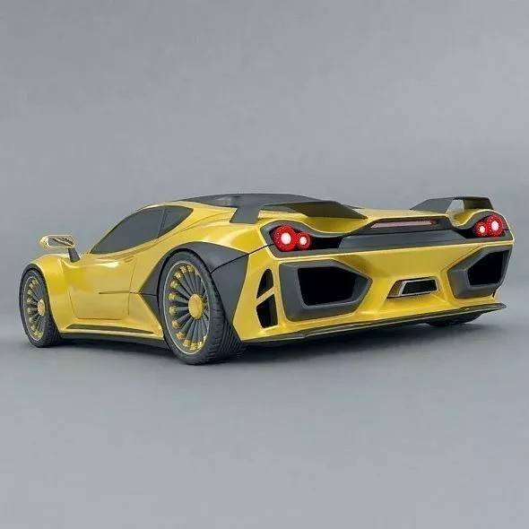 Hyperwasp Supercar Concept 3D Model – High Poly Blender Asset - View 7