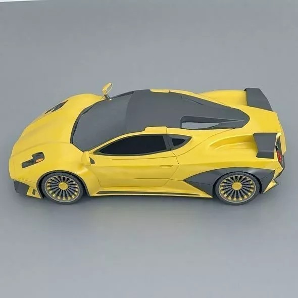 Hyperwasp Supercar Concept 3D Model – High Poly Blender Asset - View 9