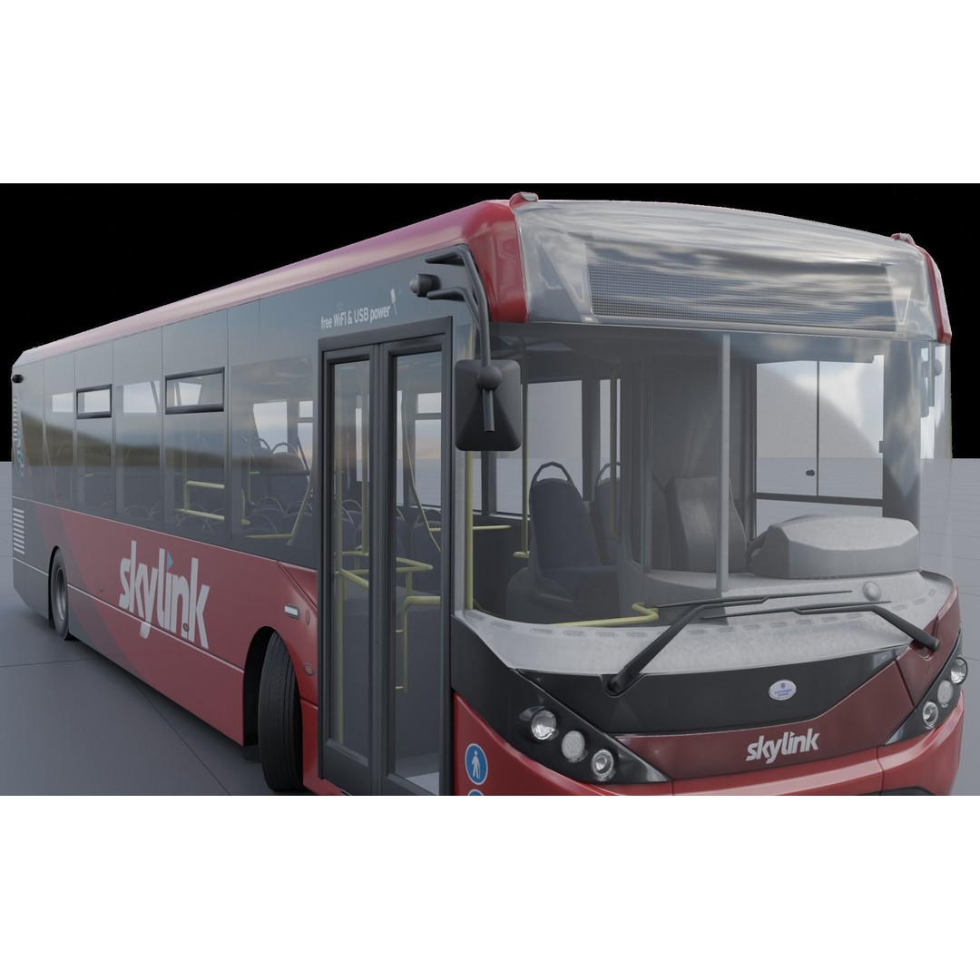 Enviro 200 3D Model – Low Poly Bus Asset, PBR Textured, FBX, OBJ - View 11