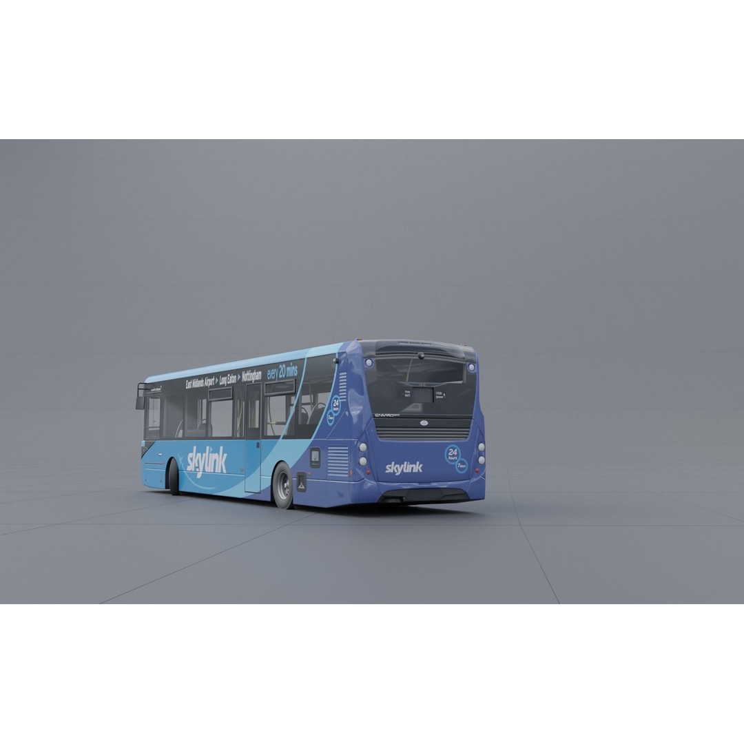 Enviro 200 3D Model – Low Poly Bus Asset, PBR Textured, FBX, OBJ - View 6
