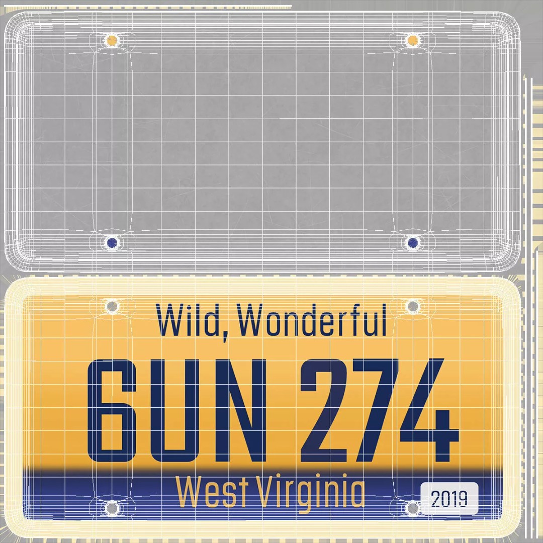 West Virginia License Car Plate 2019 3D Model – PBR Textured Vehicle Asset - View 11