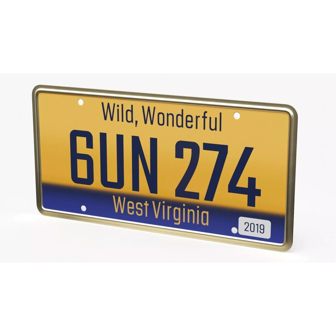 West Virginia License Car Plate 2019 3D Model – PBR Textured Vehicle Asset - View 4