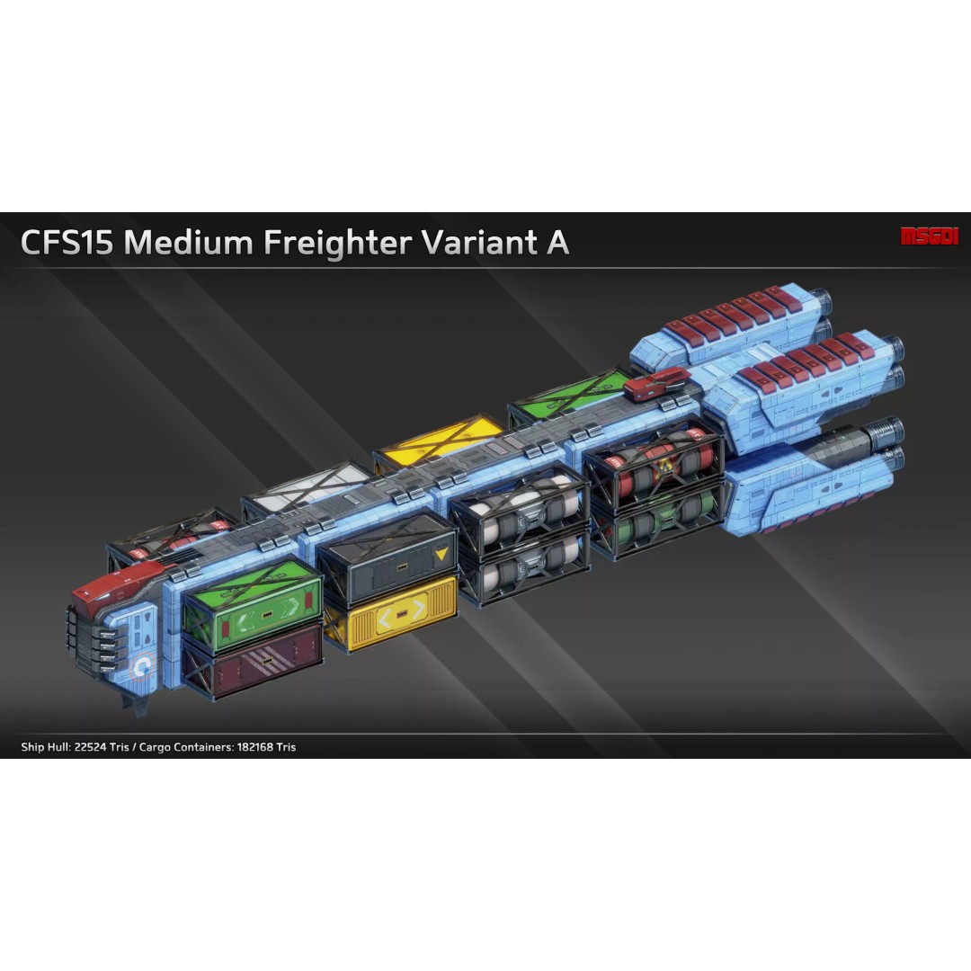 CFS15 Medium Freighter 3D Model – Low Poly Game Asset, FBX - View 2