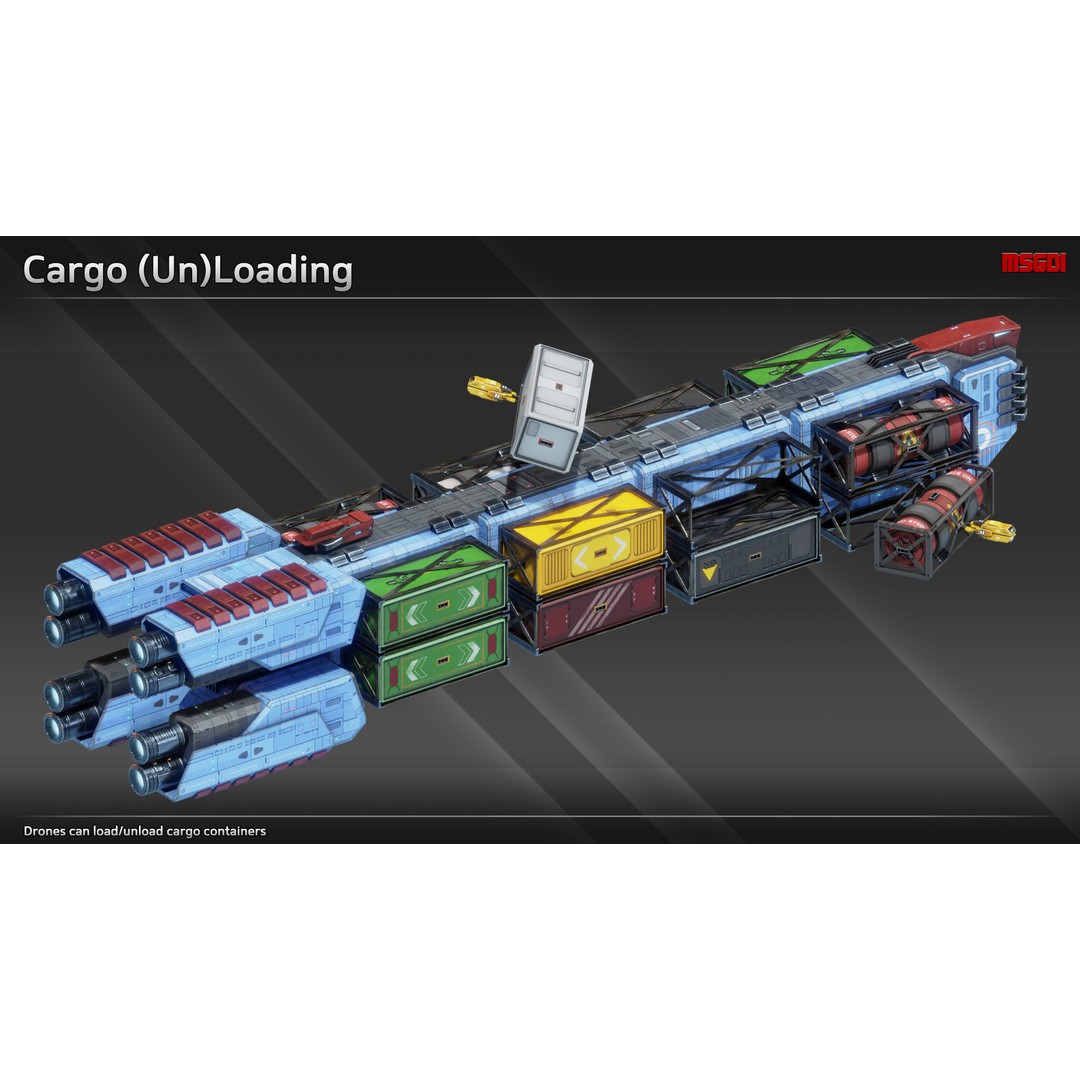 CFS15 Medium Freighter 3D Model – Low Poly Game Asset, FBX - View 8